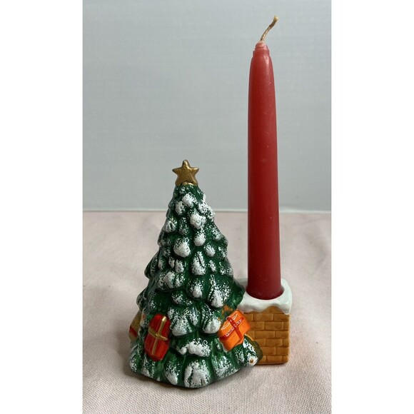 Ceramic Christmas Tree With Bear Taper With Candle Holder - Picture 5 of 9